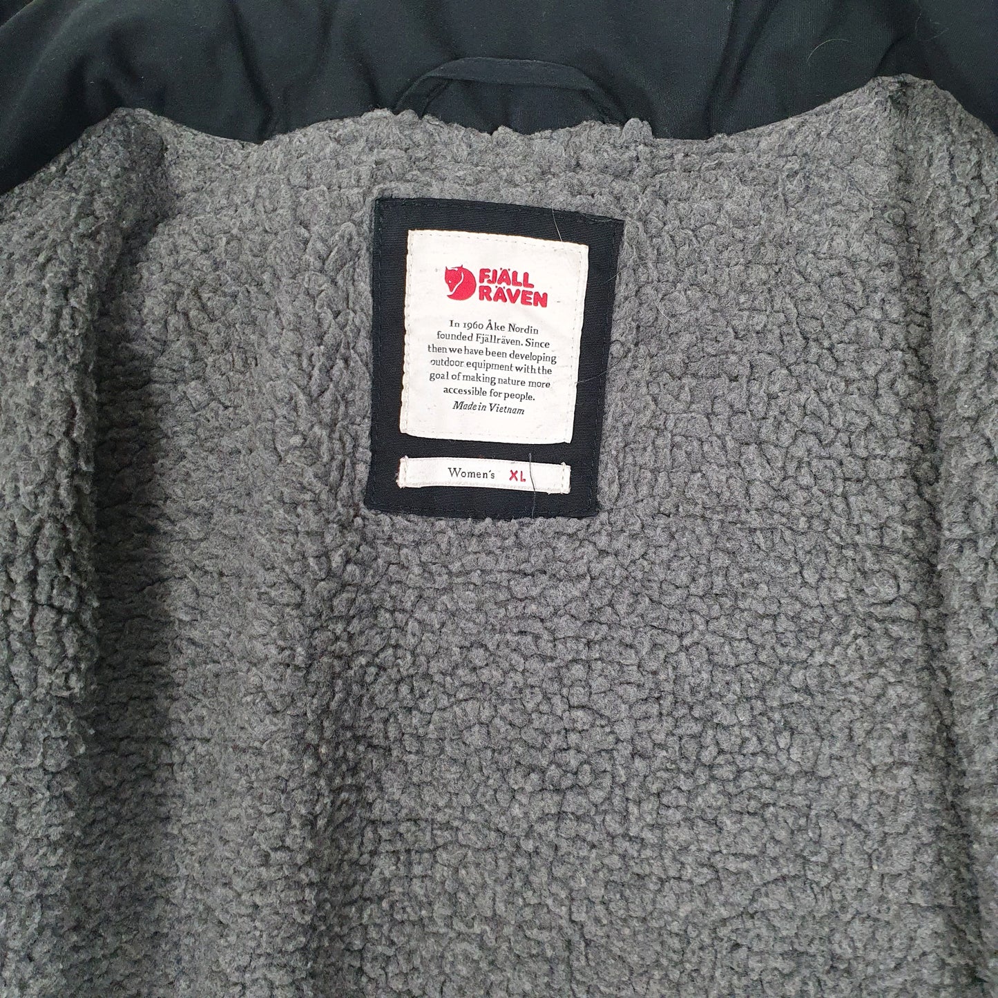 Womens Black Fjallraven Fleece Lined Parka  Coat