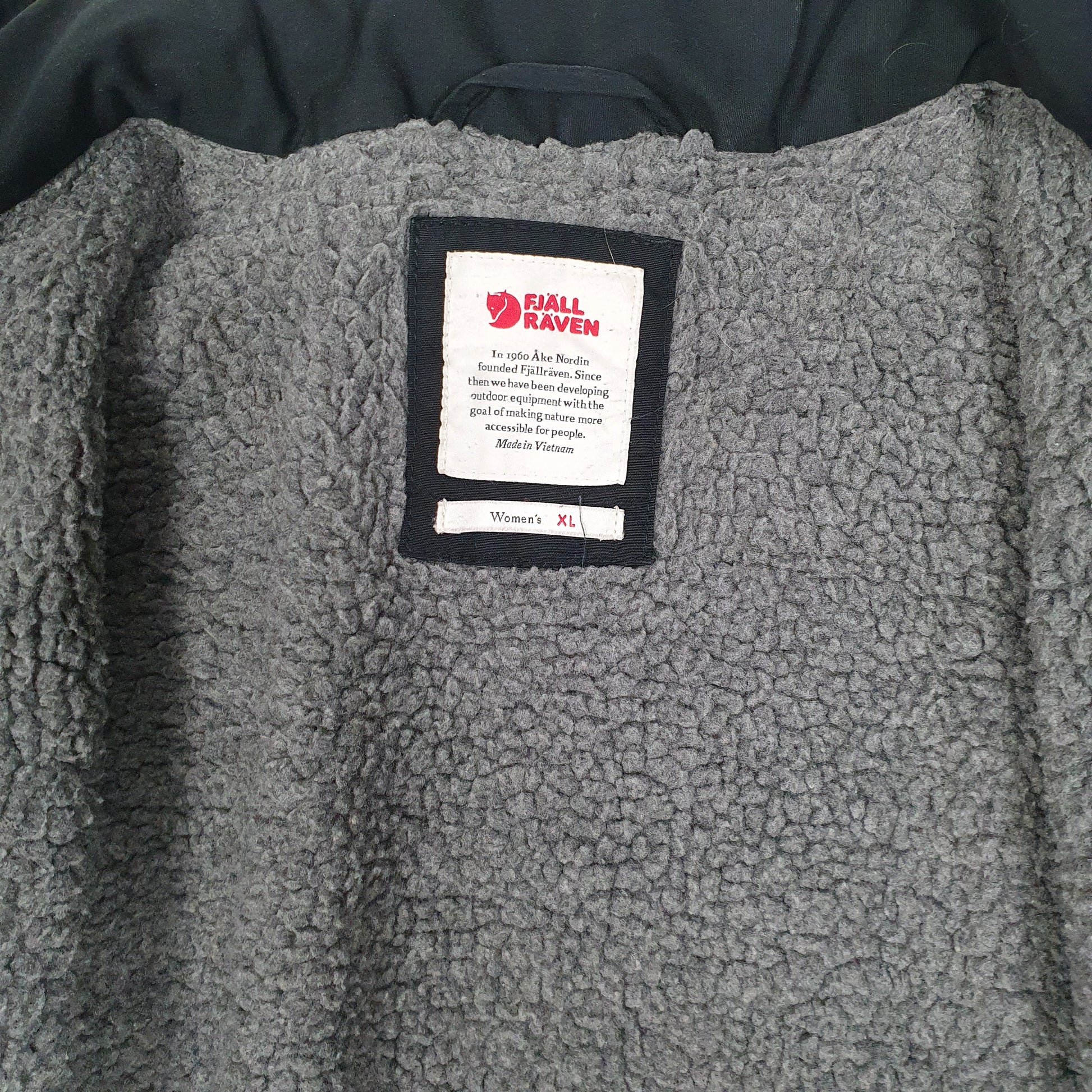 Womens Black Fjallraven Fleece Lined Parka  Coat