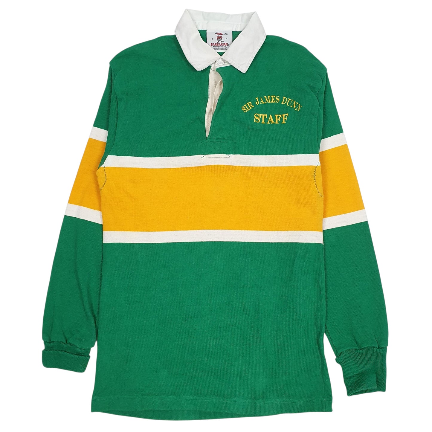 Mens Green Barbarian Vintage 90s Long Sleeve Polo Shirt