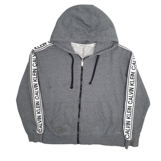 Womens Grey Calvin Klein Hoodie Full Zip Jumper
