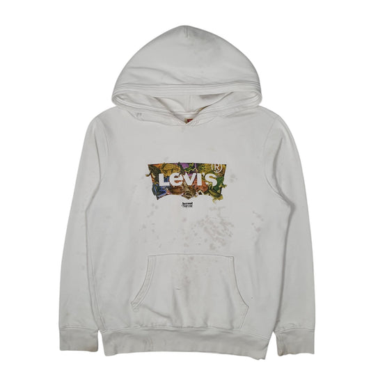 Mens White Levis  Hoodie Jumper