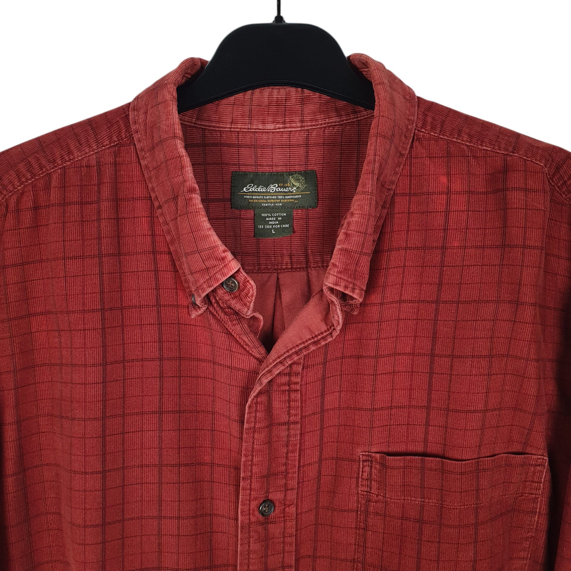 Mens Red Eddie Bauer Corduroy  Shirt