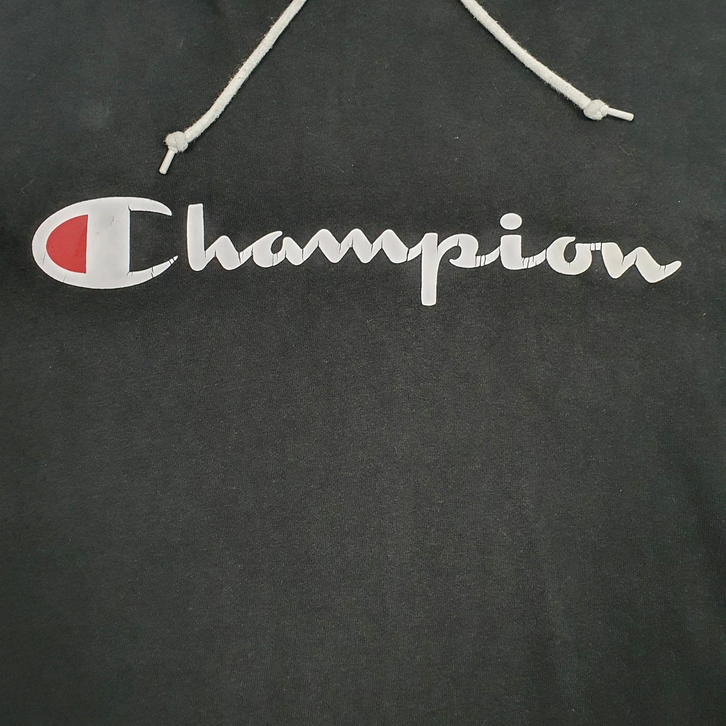 Mens Black Champion Spellout Hoodie Jumper