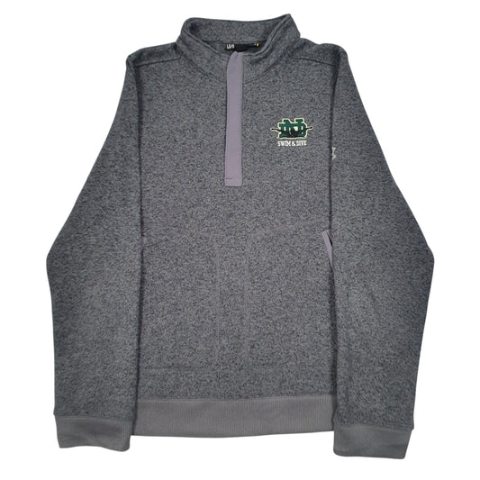 Mens Grey Under Armour Notre Dame Swim & Dive Quarter Zip Jumper