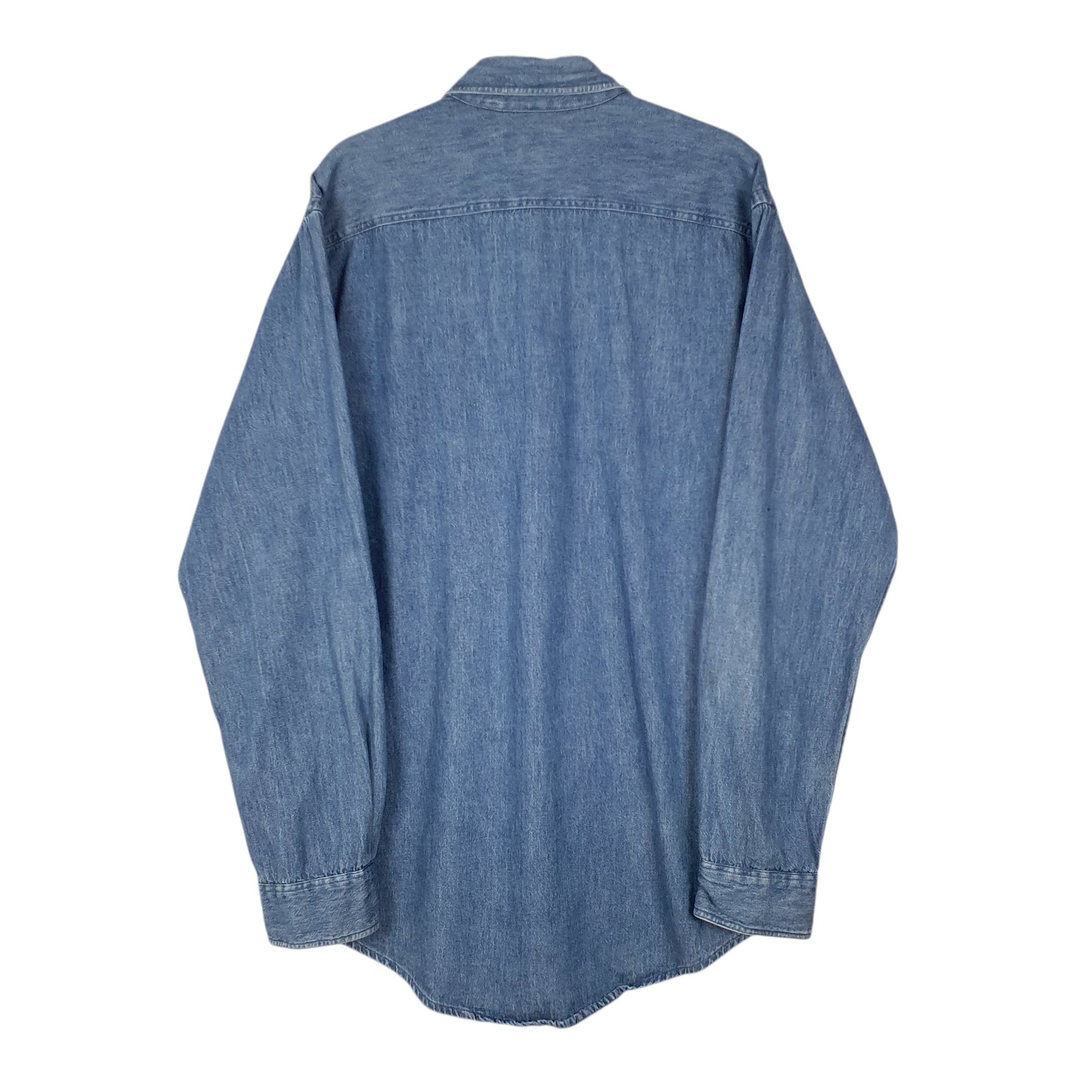 Mens Blue L.L.Bean Vintage 1970s 1980s Denim Made In USA  Shirt