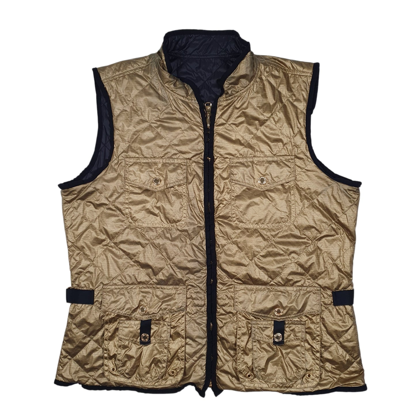 Womens Black Ralph Lauren Reversible Quilted Crewneck Coat