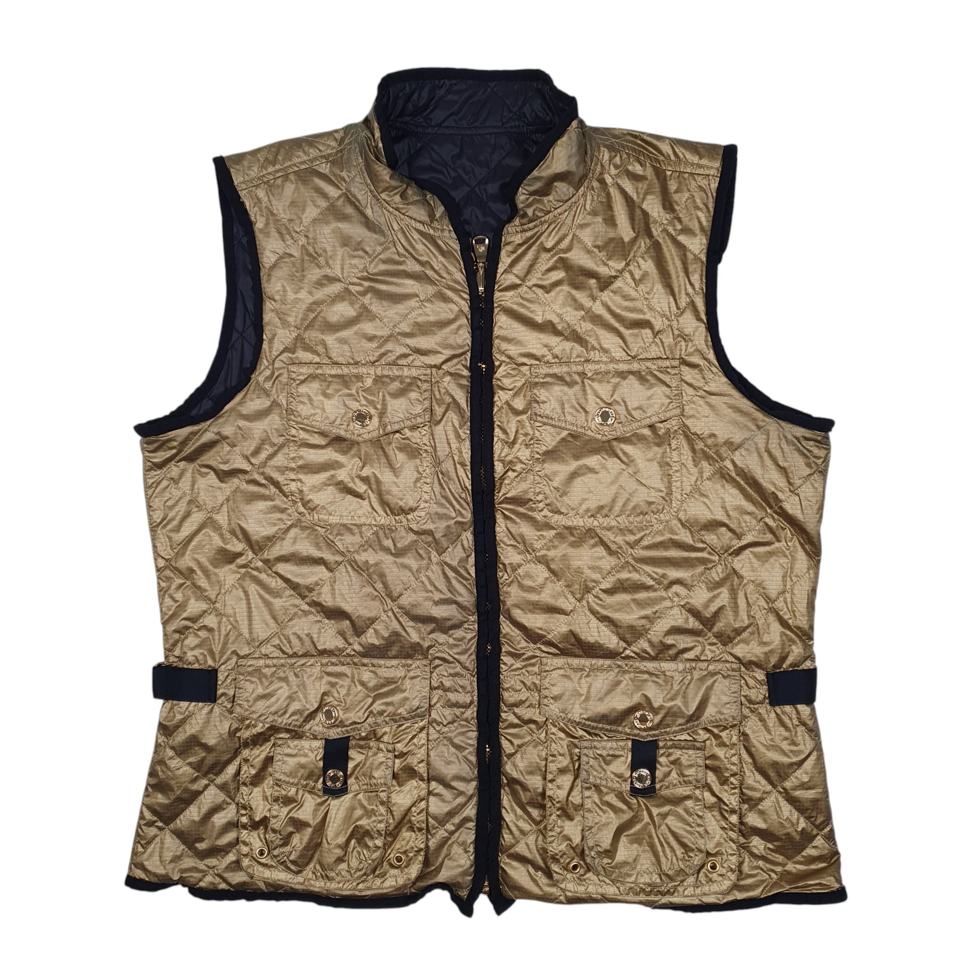 Womens Black Ralph Lauren Reversible Quilted Crewneck Coat