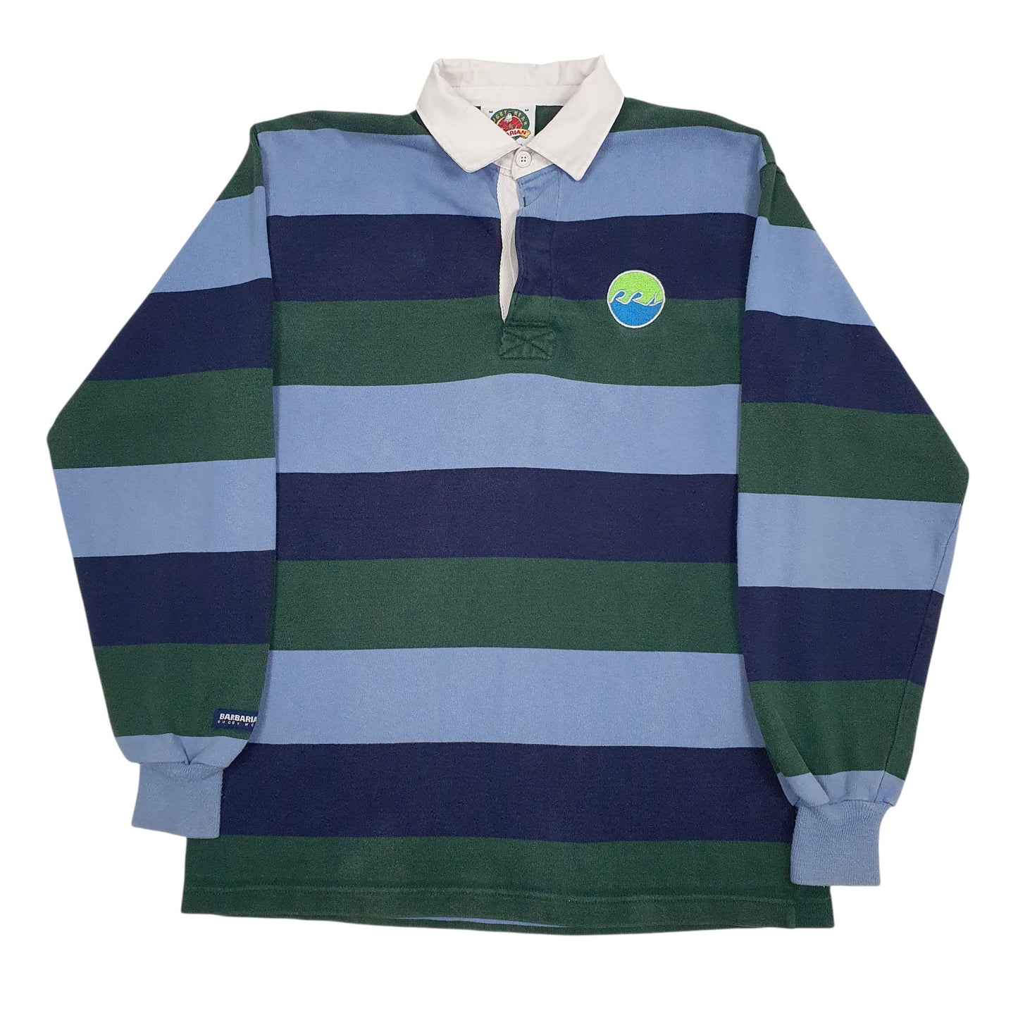 Mens Blue Barbarian  Long Sleeve Polo Shirt