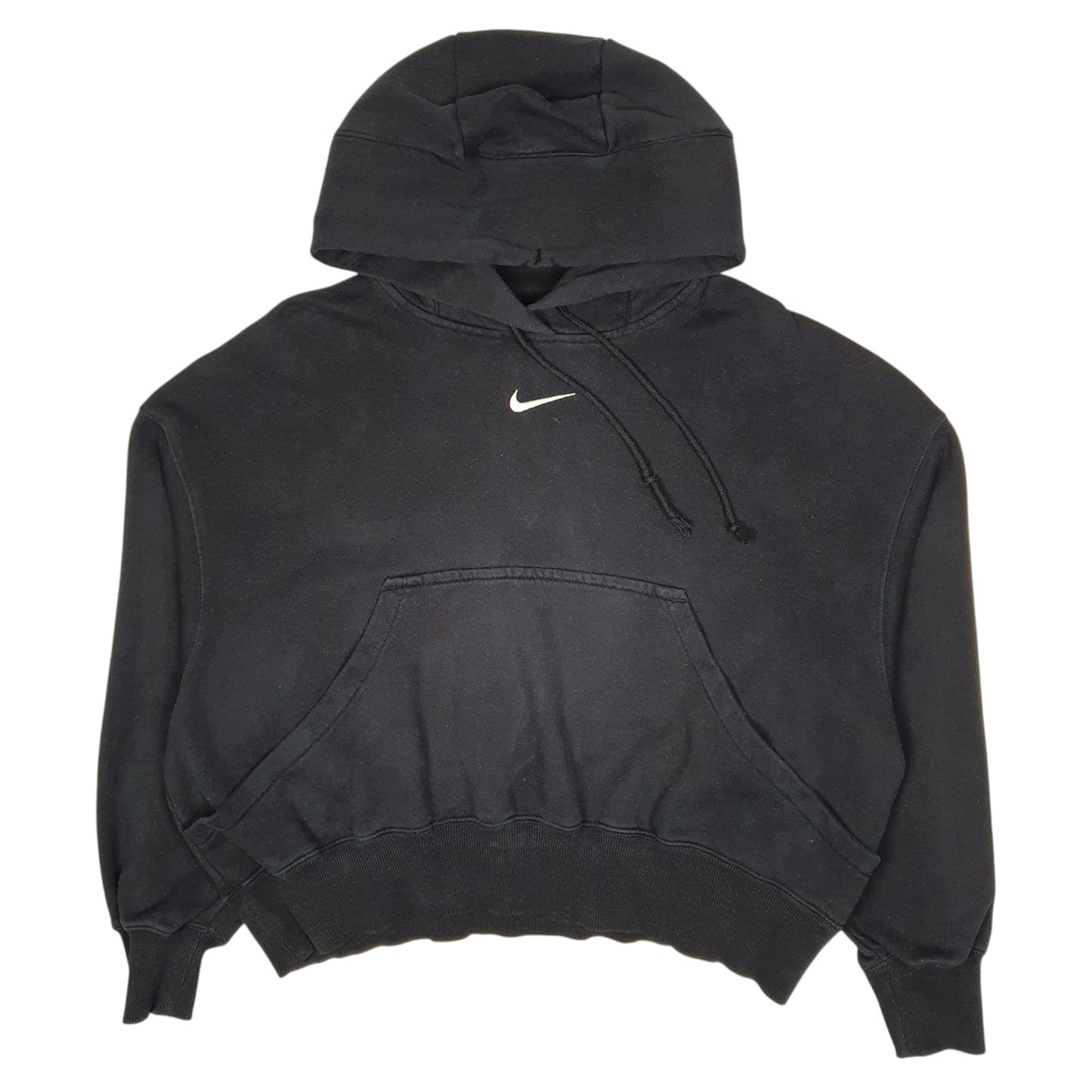 Womens Black Nike Crop Top Baggy Loose Fit Hoodie Jumper