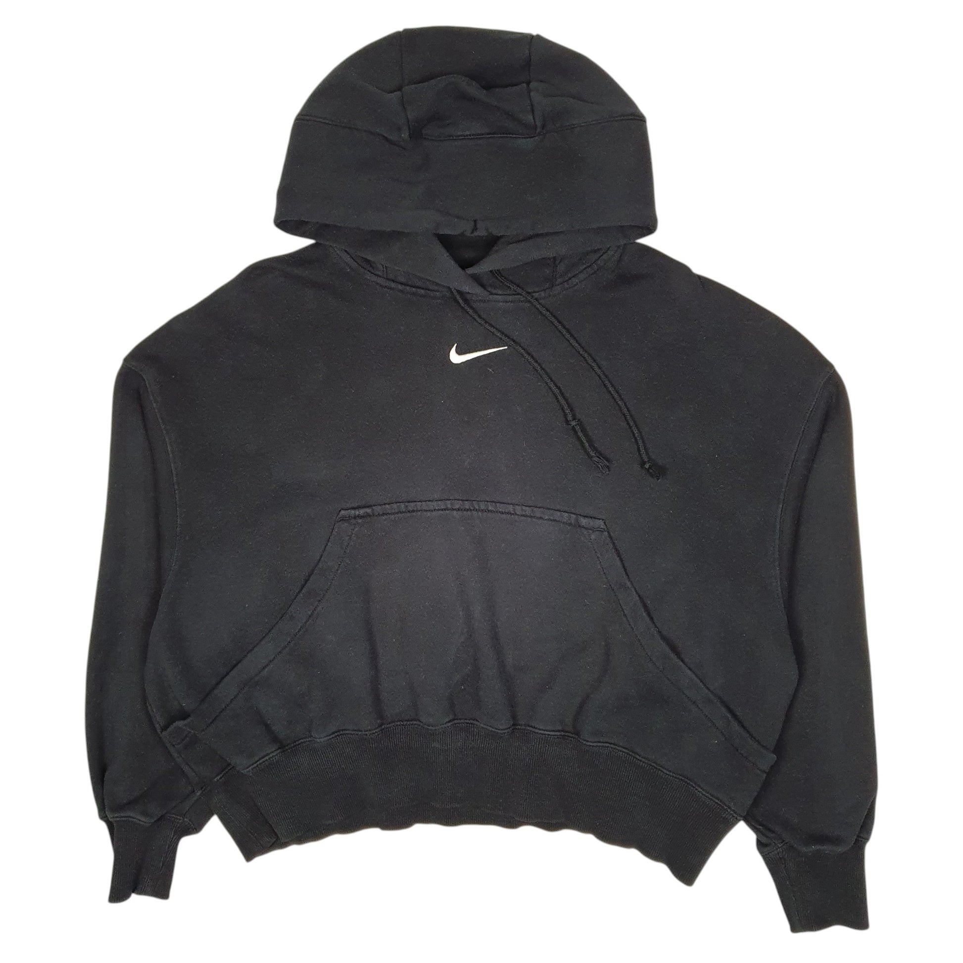 Womens Black Nike Crop Top Baggy Loose Fit Hoodie Jumper