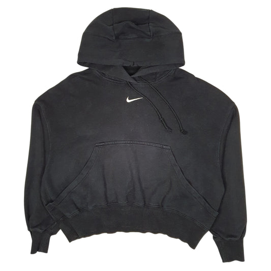 Womens Black Nike Crop Top Baggy Loose Fit Hoodie Jumper