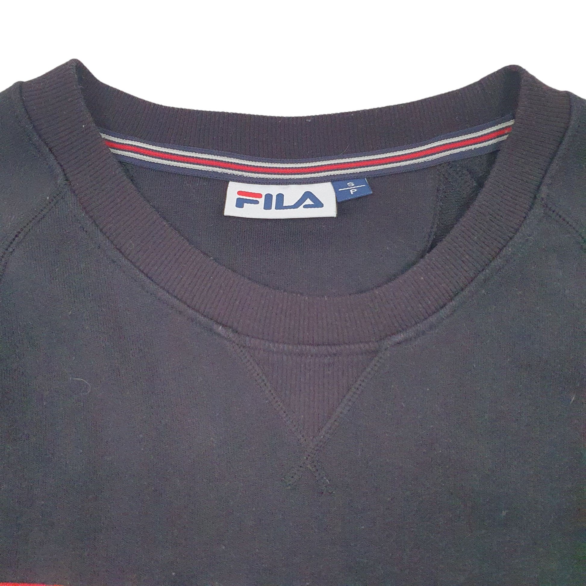 Mens Black Fila Spellout Crewneck Jumper