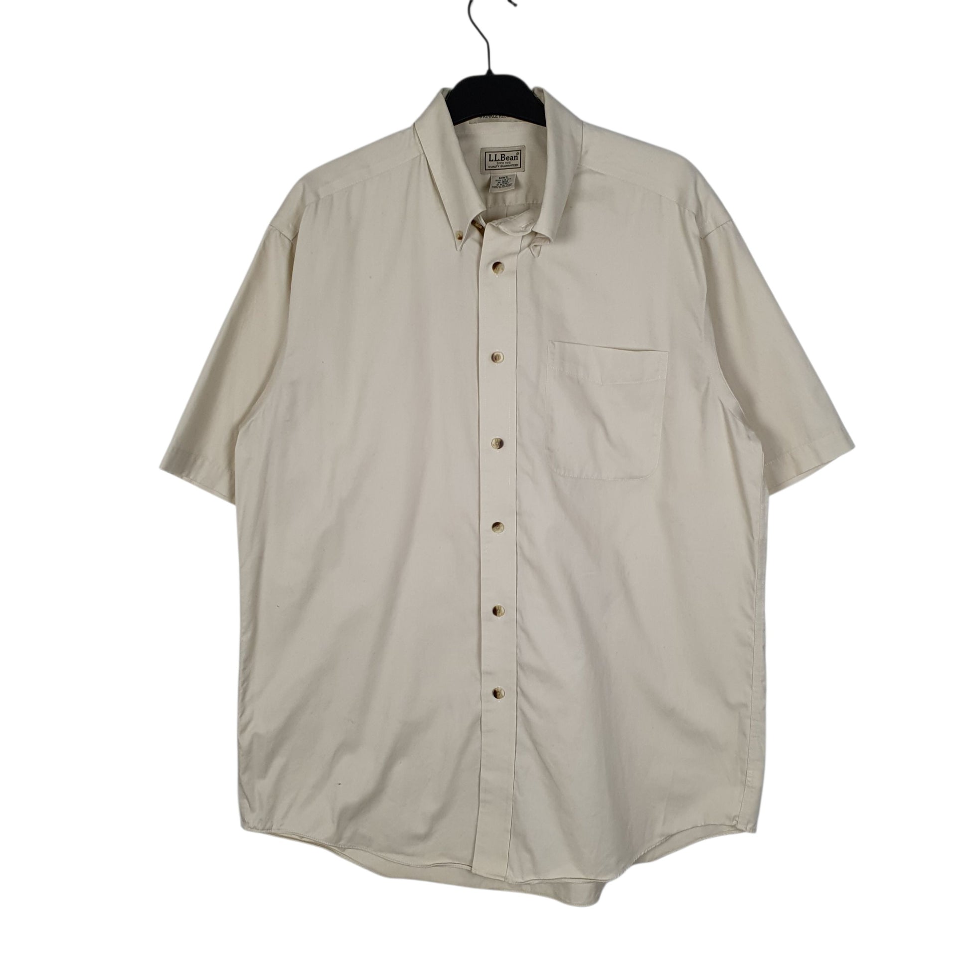 Mens Cream L.L.Bean  Short Sleeve Shirt