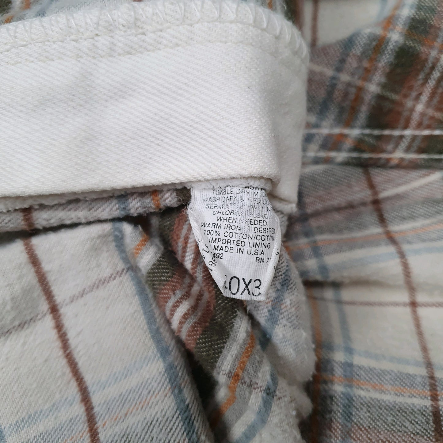 Mens White L.L.Bean Vintage 90s Made In USA Fleece Lined  Jeans