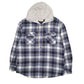 Mens Blue Wrangler Plaid Hoodie Overshirt  Coat