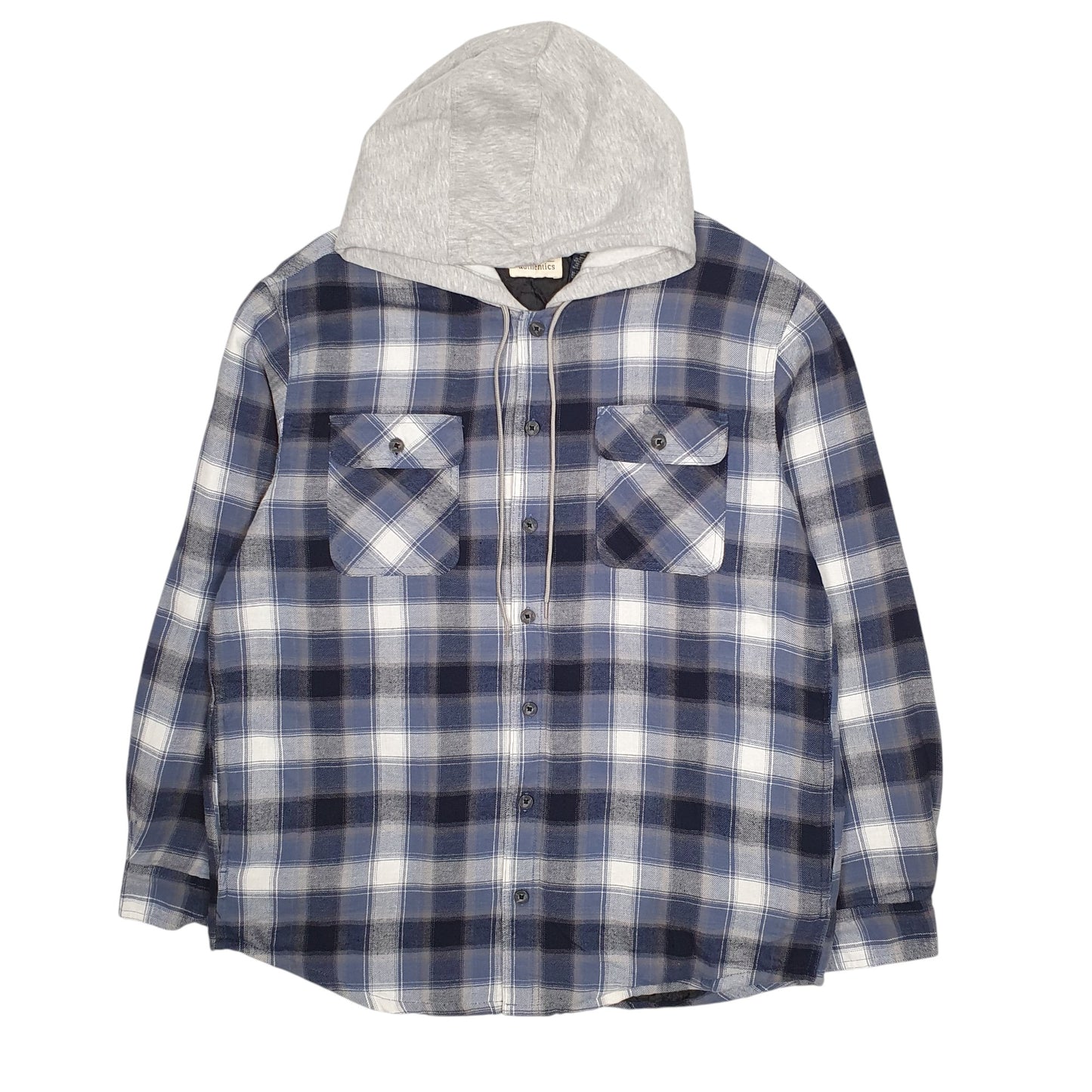 Mens Blue Wrangler Plaid Hoodie Overshirt  Coat