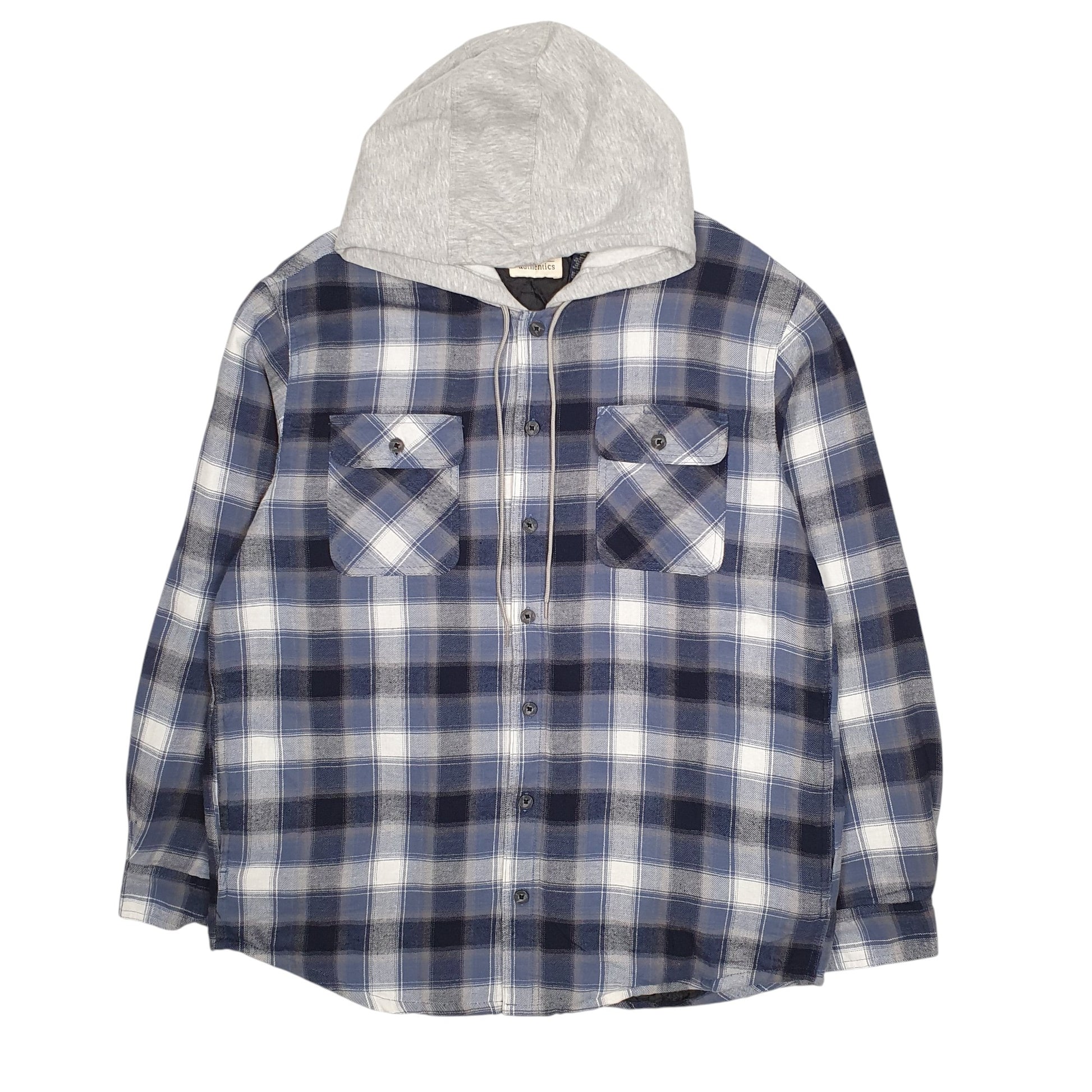 Mens Blue Wrangler Plaid Hoodie Overshirt  Coat