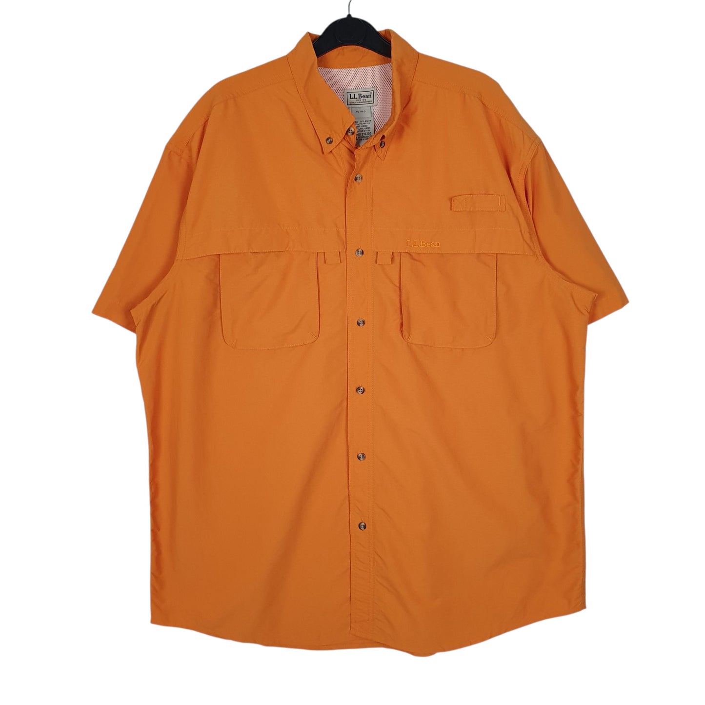 Mens Orange L.L.Bean Walking Hiking Short Sleeve Shirt