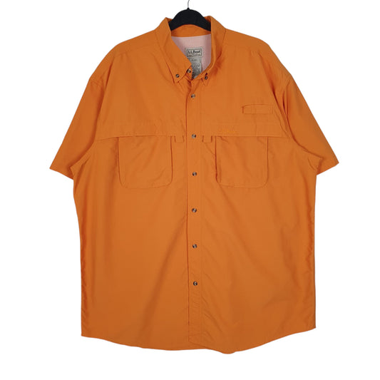 Mens Orange L.L.Bean Walking Hiking Short Sleeve Shirt