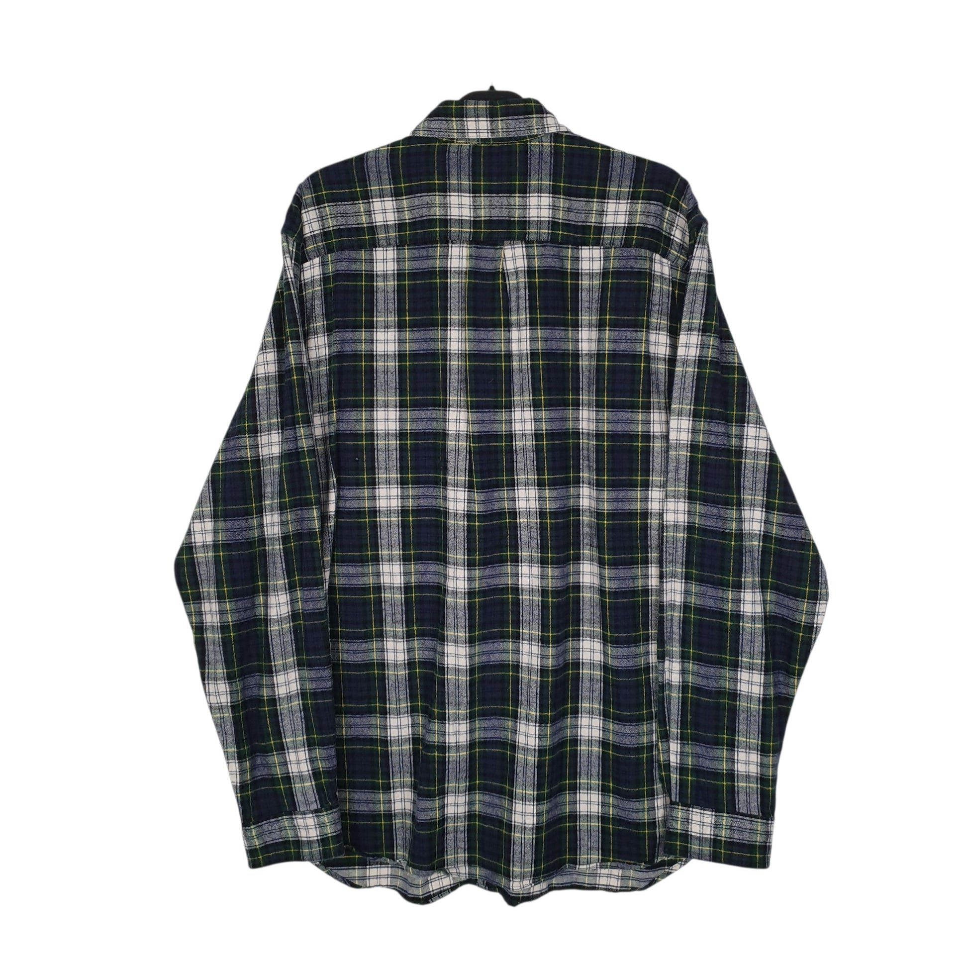 Mens Navy L.L.Bean Thick Flannel Plaid  Shirt