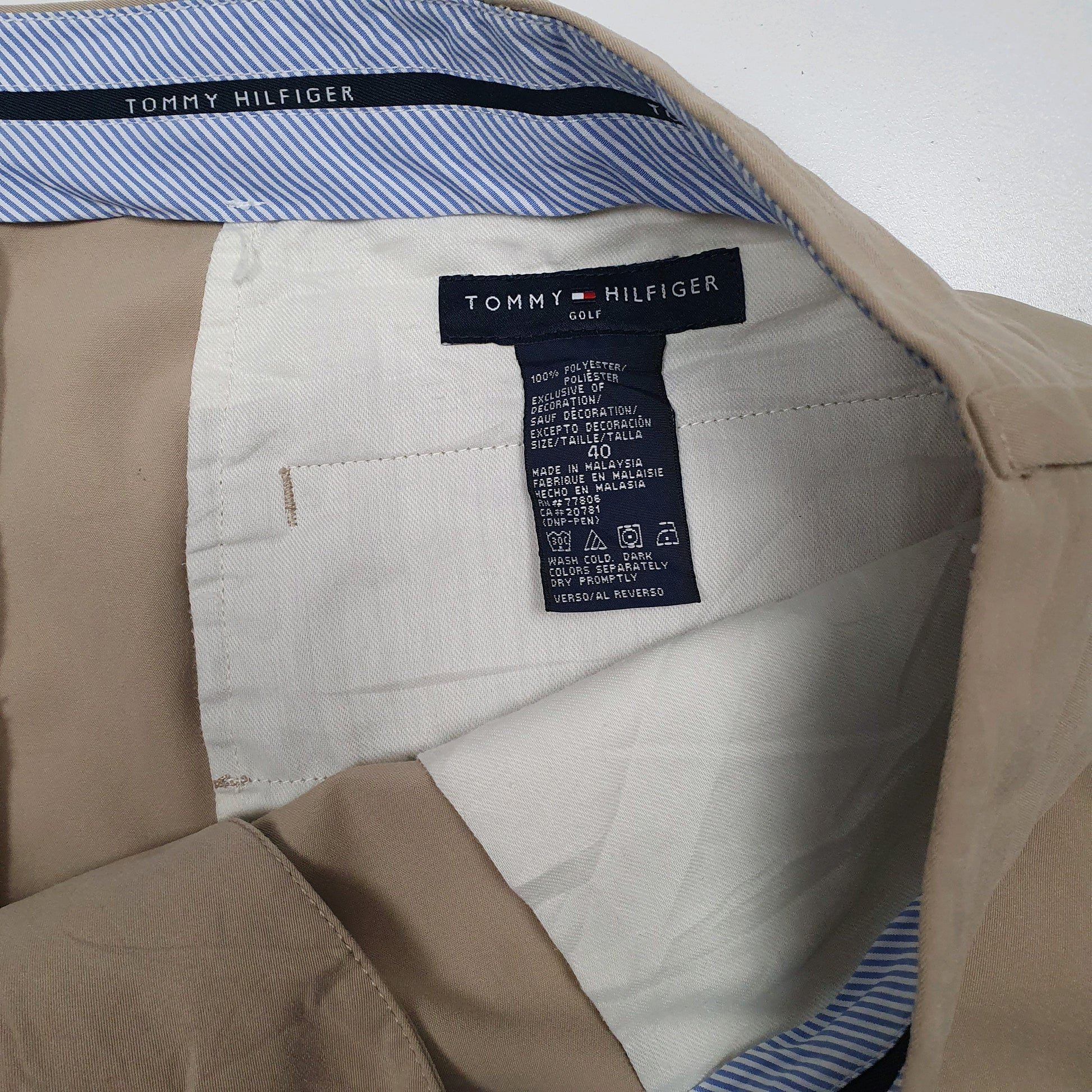 Mens Beige Tommy Hilfiger Golf Vintage 00s Double Pleated  Shorts