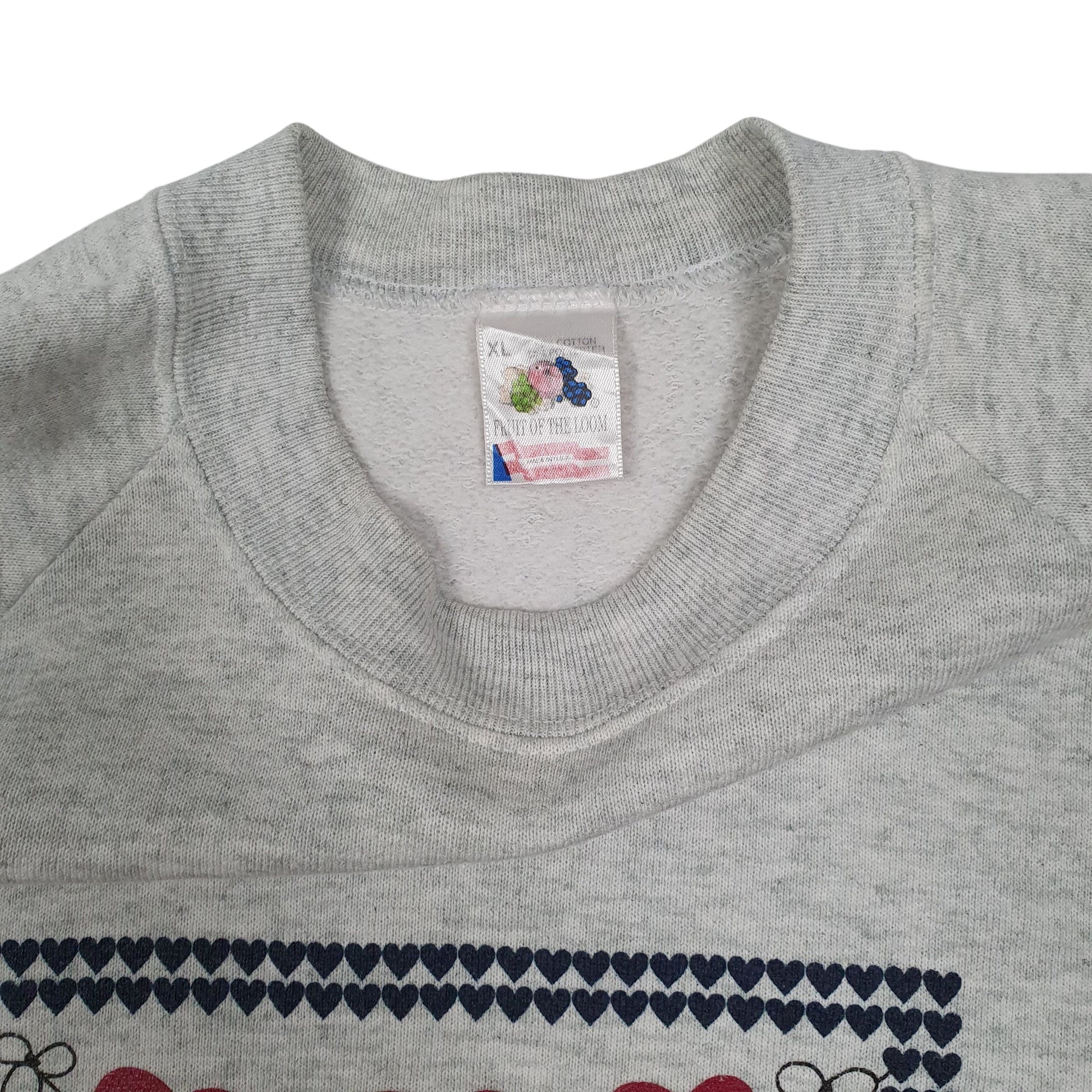 Mens Grey Fruit Of The Loom Vintage 90s Made In USA School Crewneck Jumper