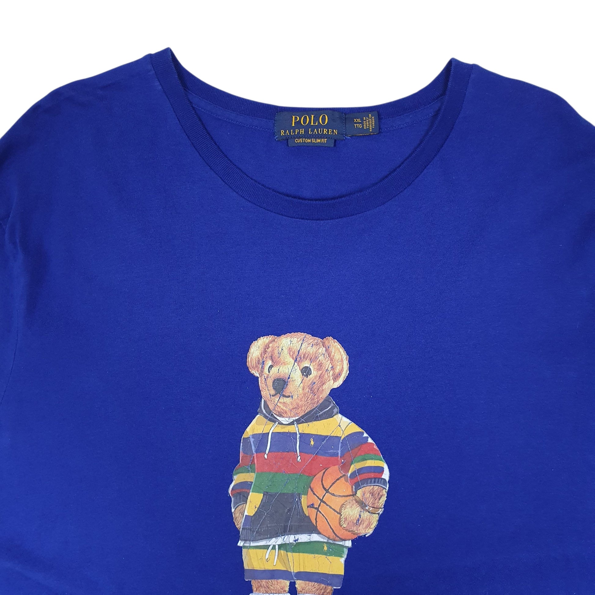 Mens Blue Polo Ralph Lauren Polo Bear Basketball  T Shirt