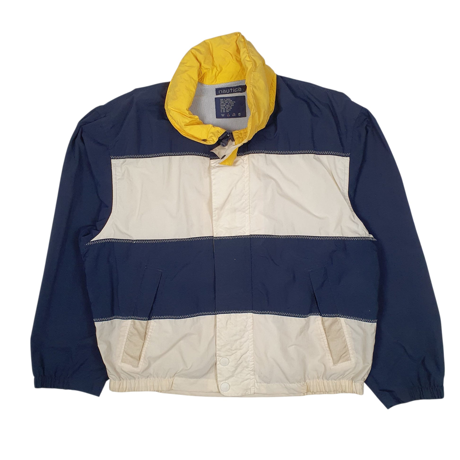 Mens Navy Nautica Vintage 00s Sailing Full Zip Coat