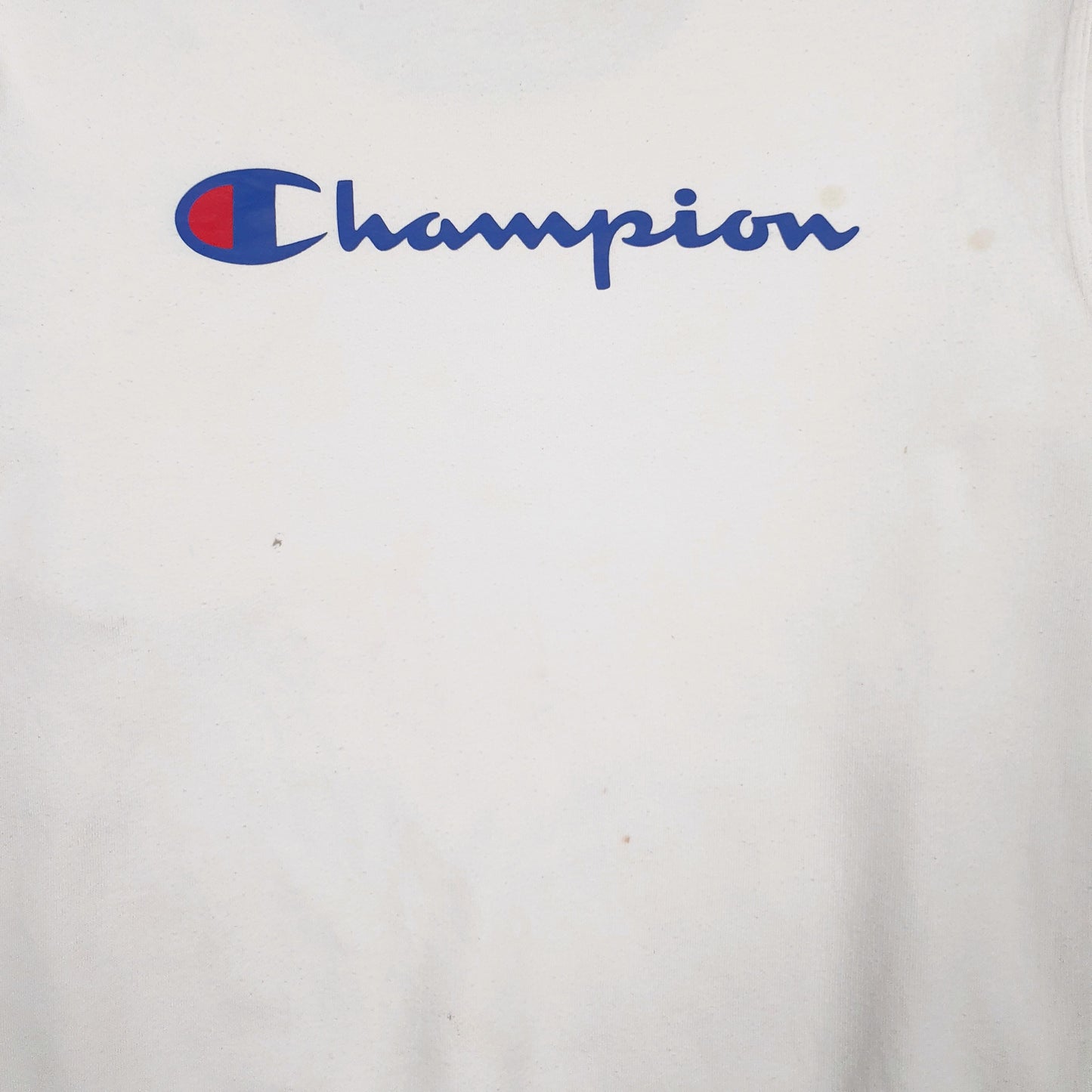 Mens White Champion Spellout Crewneck Jumper