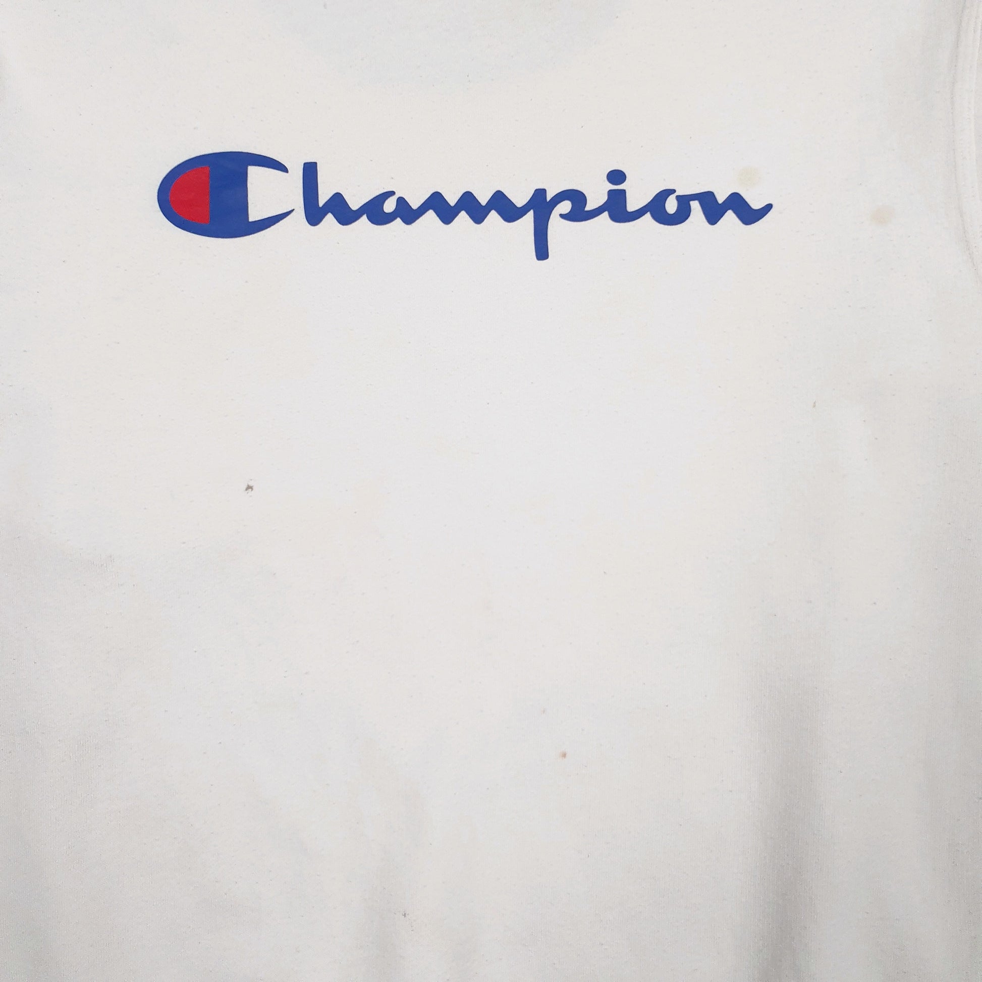 Mens White Champion Spellout Crewneck Jumper