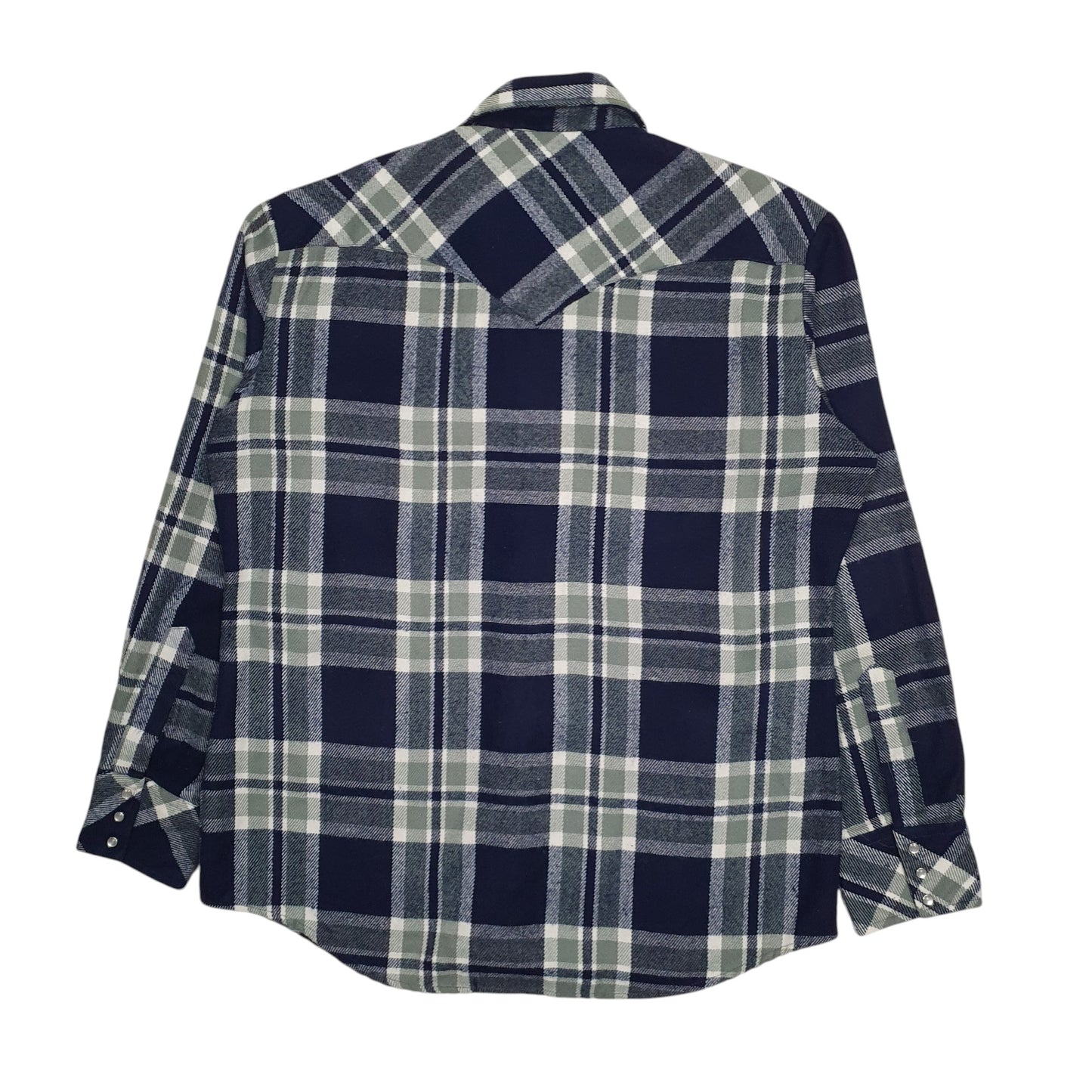 Mens Navy Pardners Vintage 90s Plaid Western Cowboy Crewneck Shirt