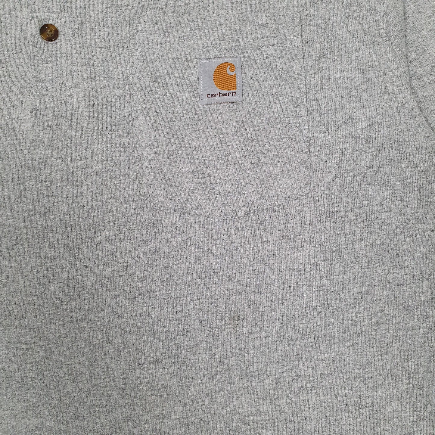 Mens Grey Carhartt Henley Crewneck T Shirt