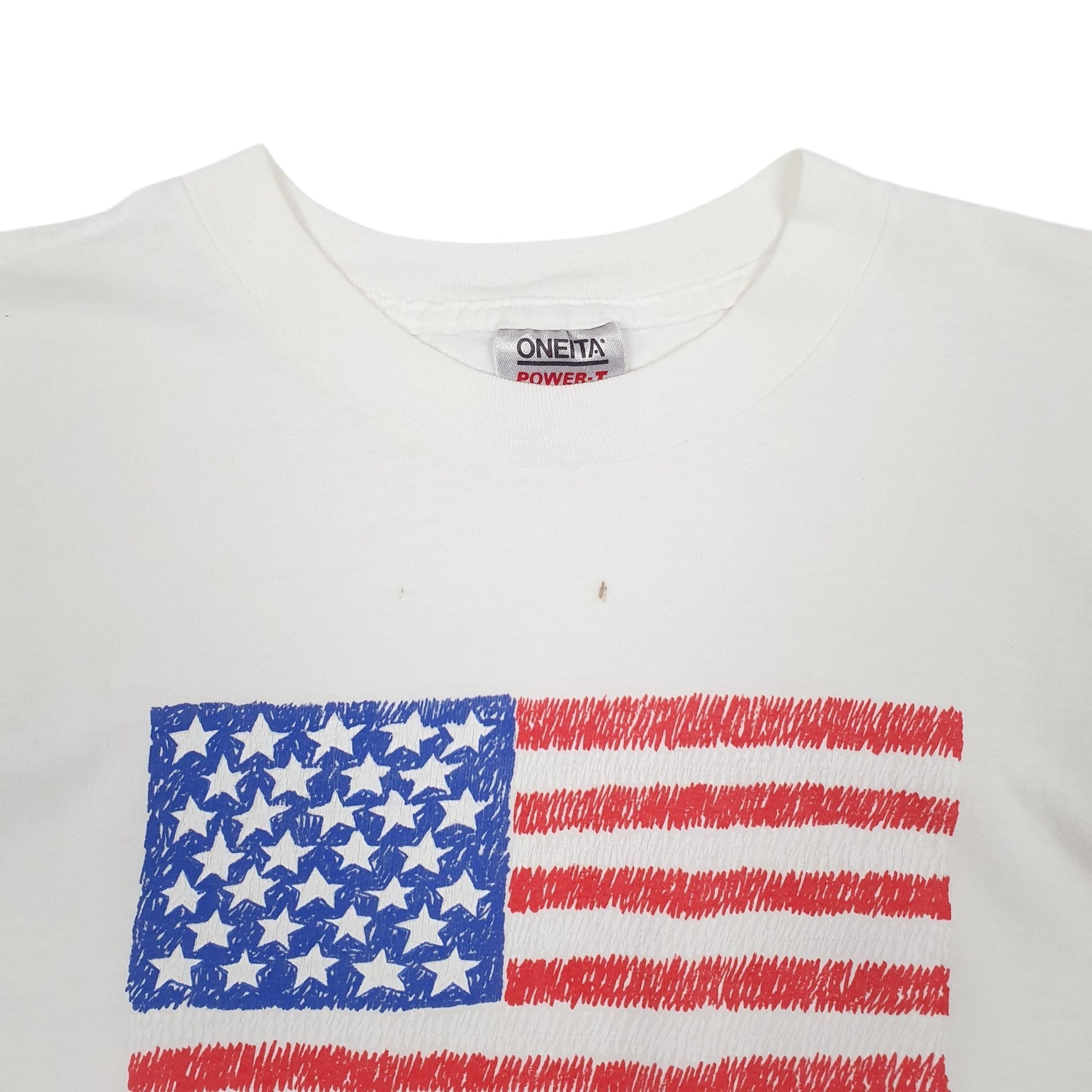 Womens White Oneita Single Stitch Vintage 90s  T Shirt