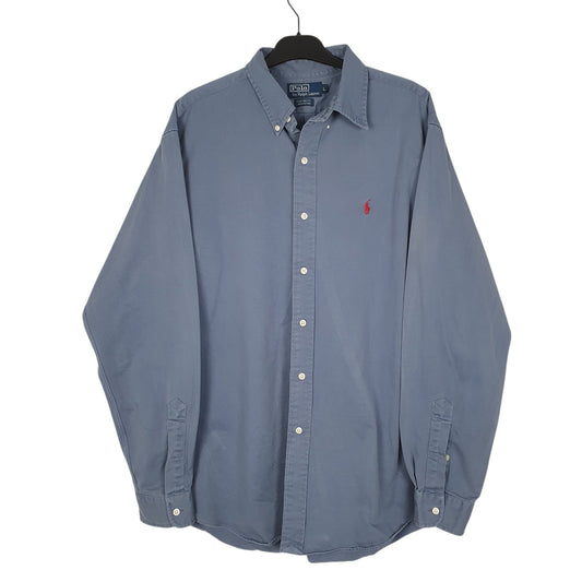 Mens Navy Polo Ralph Lauren Vintage 90s Long Sleeve Shirt