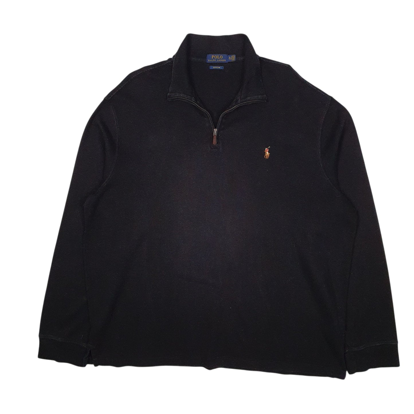 Mens Black Polo Ralph Lauren Estate Rib Quarter Zip Jumper
