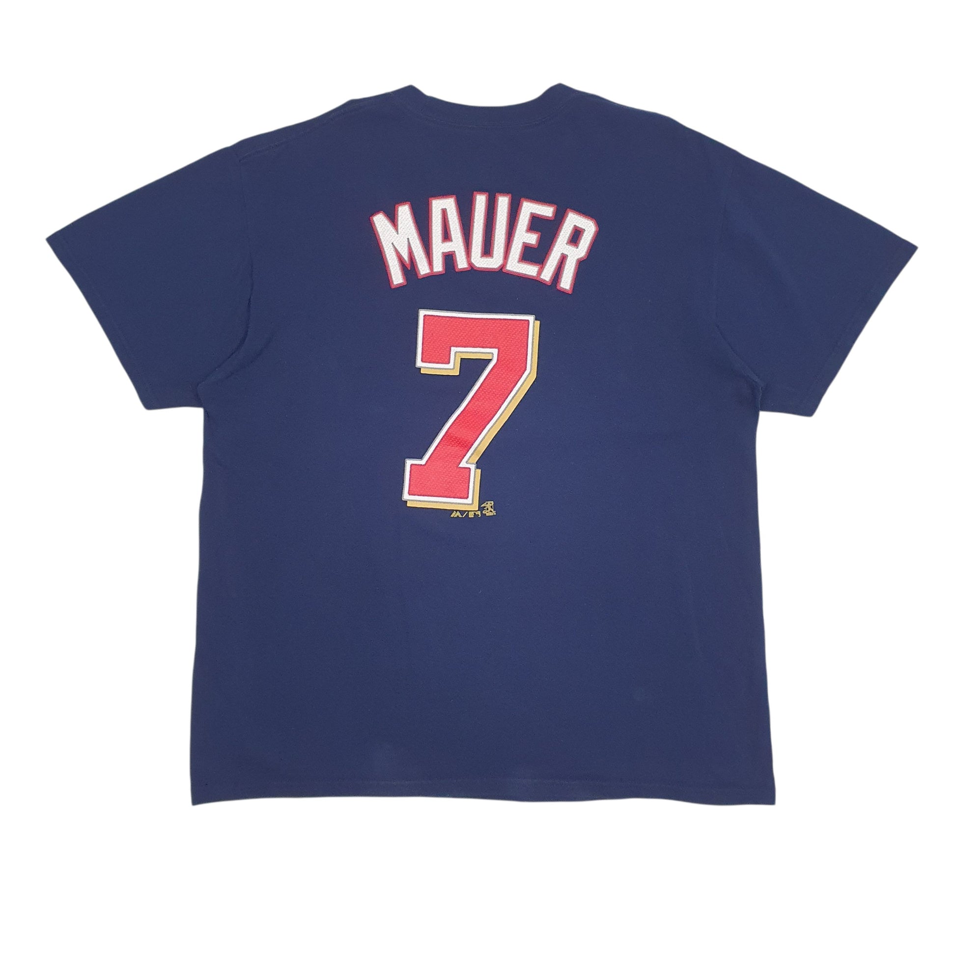 Mens Navy Majestic MLB Minnesota Twins Crewneck T Shirt