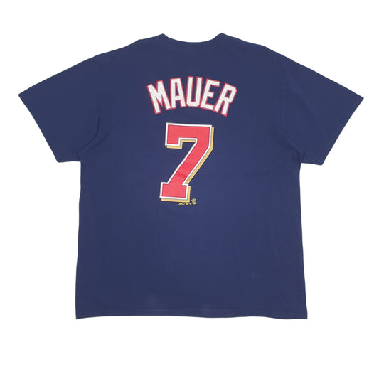 Mens Navy Majestic MLB Minnesota Twins Crewneck T Shirt