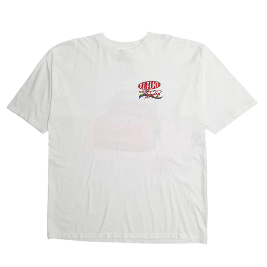 Mens White Speed Zone Single Stitch Vintage 90s Nascar Dupont Short Sleeve T Shirt