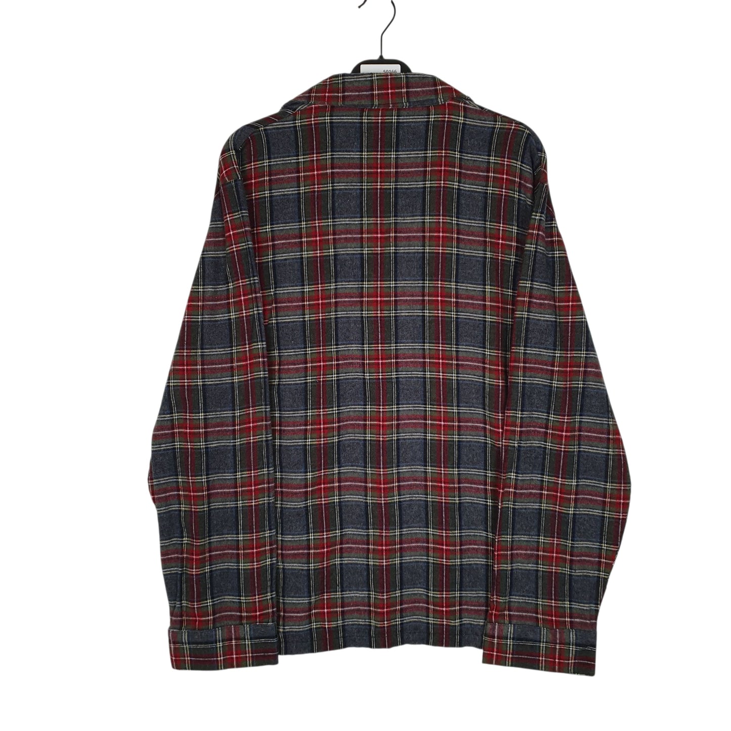 Mens Grey L.L.Bean Scotch Plaid Flannel Cardigan  Shirt