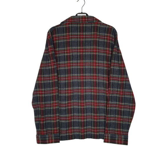 Mens Grey L.L.Bean Scotch Plaid Flannel Cardigan  Shirt