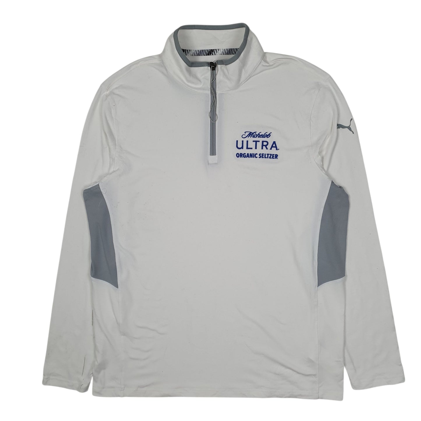 Mens White Puma Golf Quarter Zip Jumper