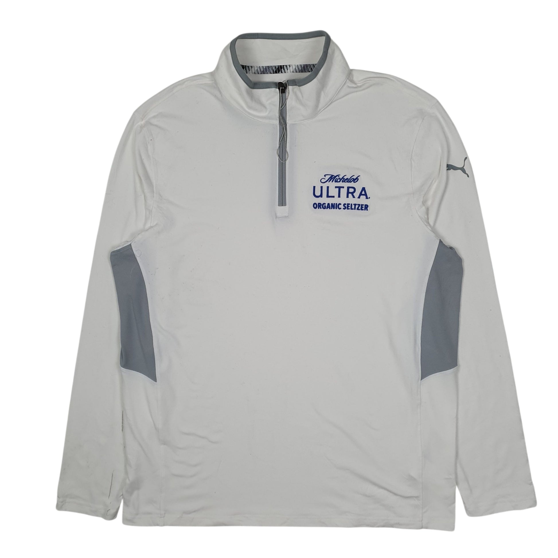 Mens White Puma Golf Quarter Zip Jumper