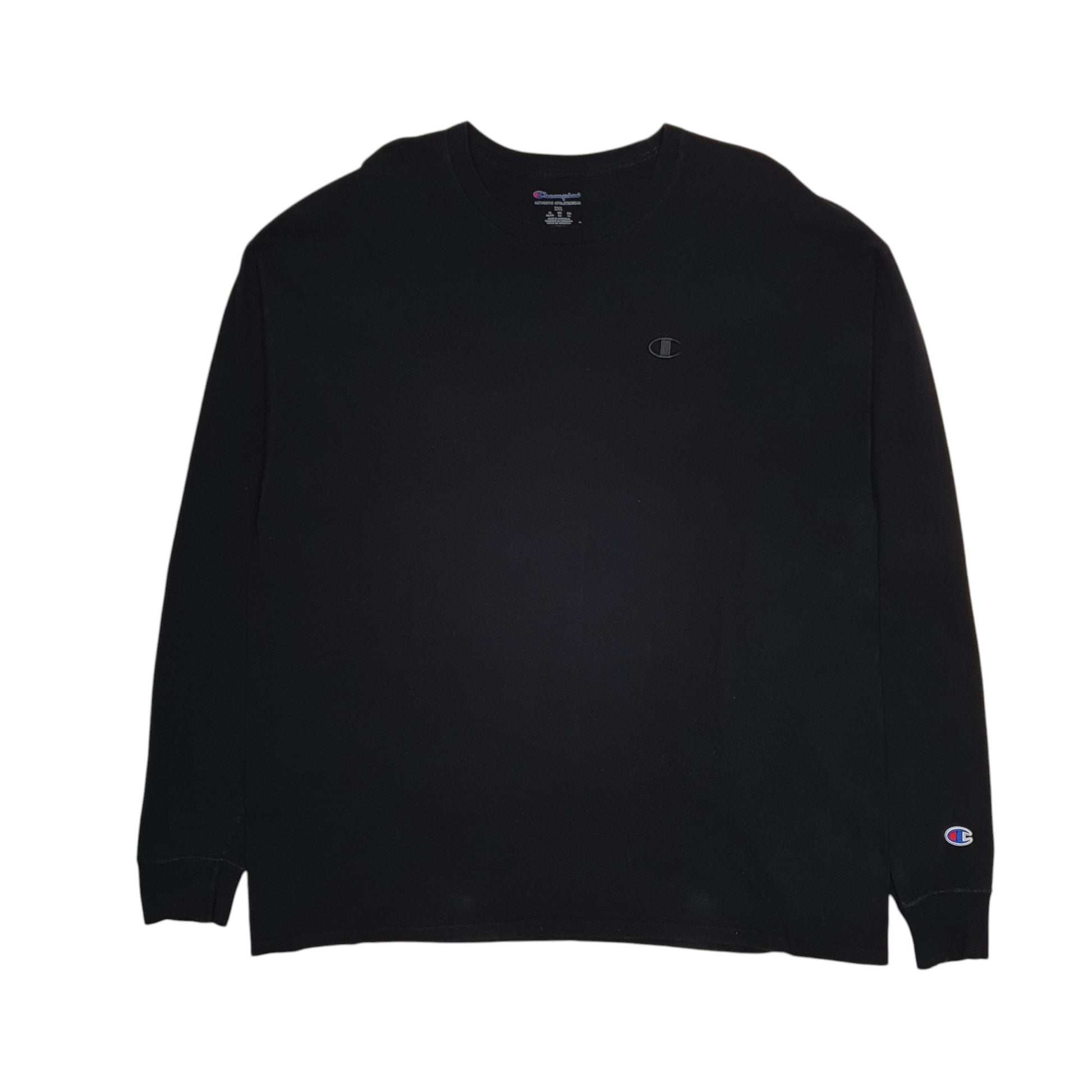 Mens Black Champion  Long Sleeve T Shirt