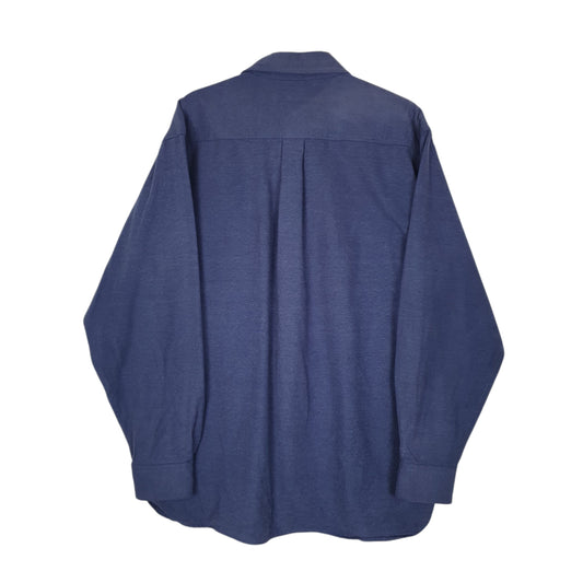 Mens Blue L.L.Bean Thick Chamois Flannel  Shirt