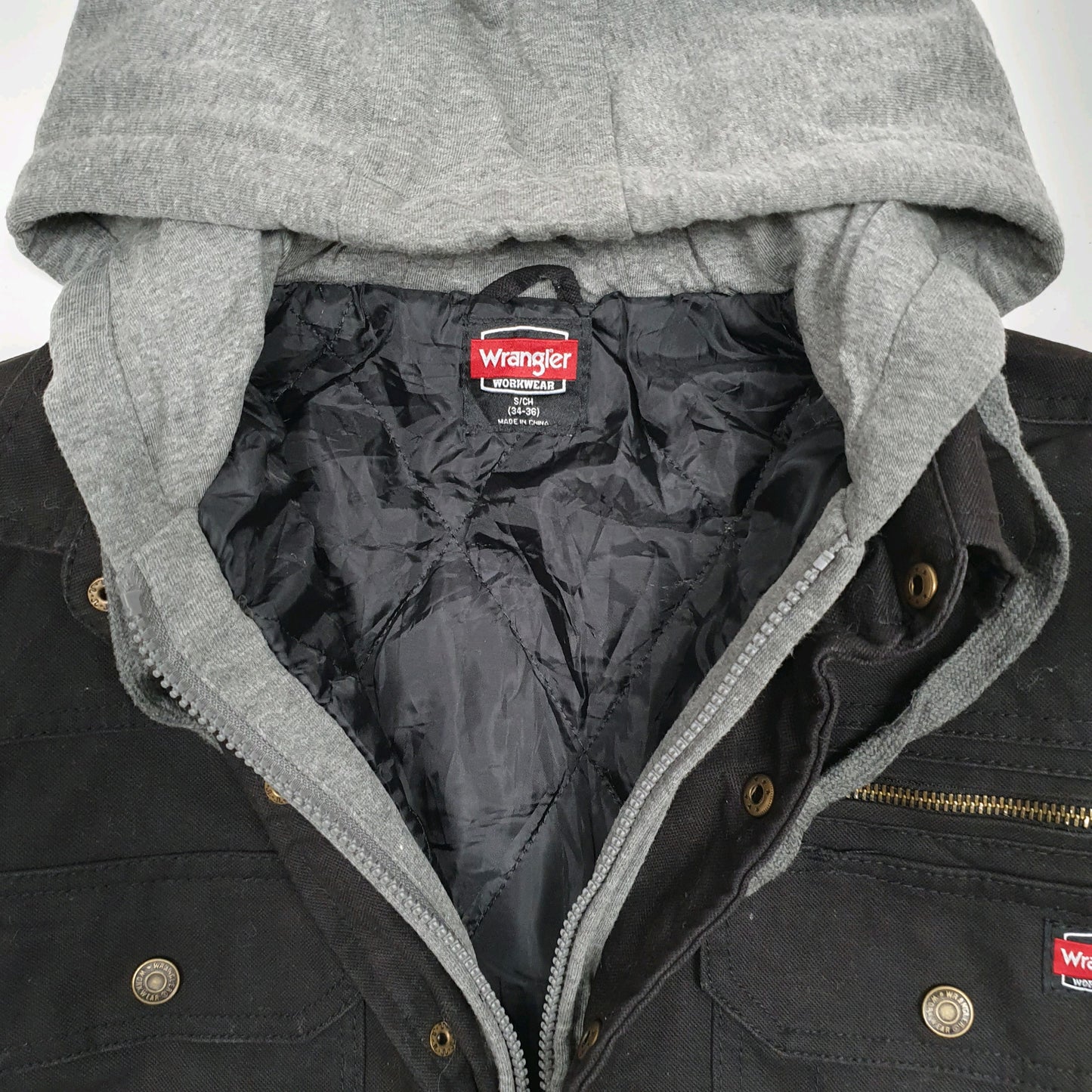 Mens Black Wrangler Chore Overshirt Hoodie  Coat