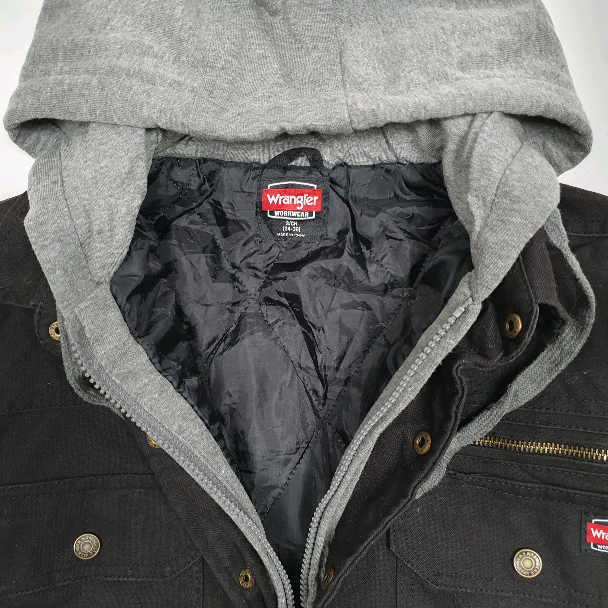 Mens Black Wrangler Chore Overshirt Hoodie  Coat