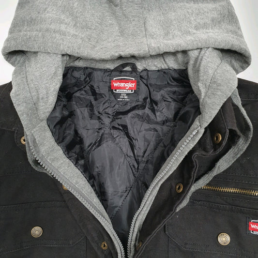 Mens Black Wrangler Chore Overshirt Hoodie  Coat