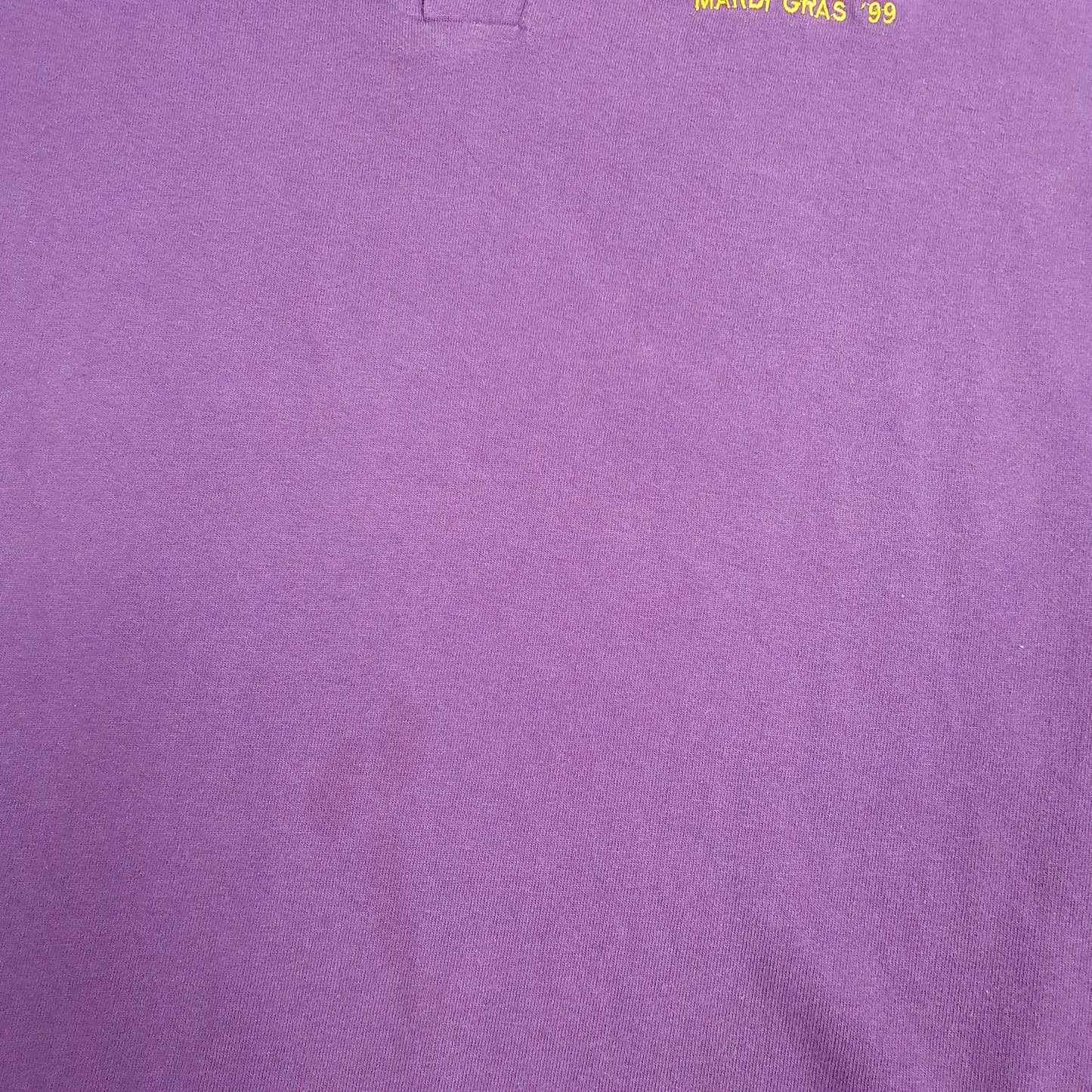 Mens Purple Cotton Deluxe Vintage 90s Mardi Gras 1999 Henley  T Shirt