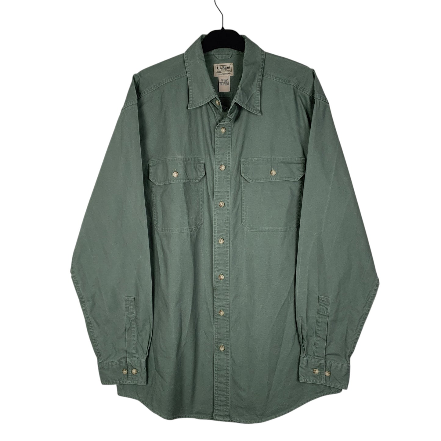 Mens Green L.L.Bean Canvas Long Sleeve Shirt
