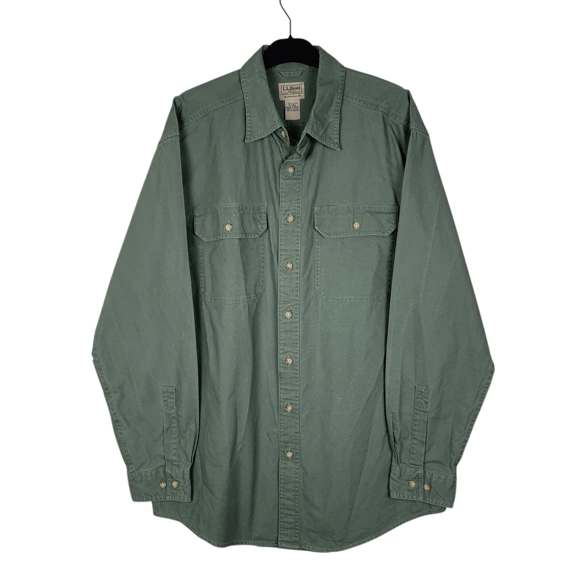 Mens Green L.L.Bean Canvas Long Sleeve Shirt